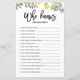 Boho Lemon, der die Mama als bestes Baby Shower Ga