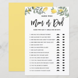 Boho Lemon rät, wer Mama oder Vater Baby Duschspie