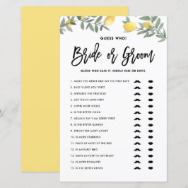 Boho Lemon sagte, sie sagte, Brautparty Game