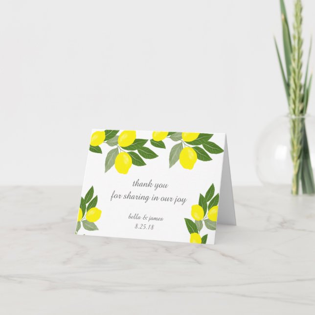 Boho Lemon Wedding danke Ihnen, dass Sie Notecards (Vorderseite)
