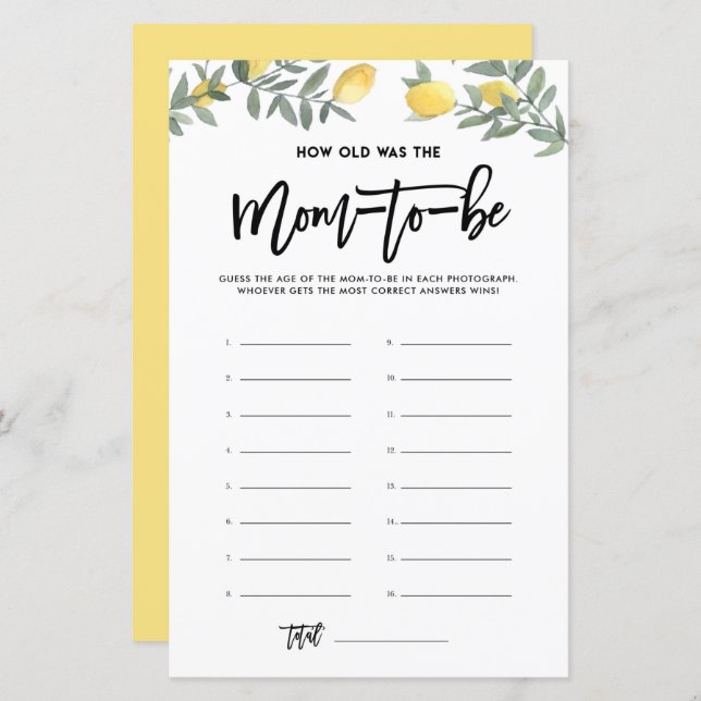 Boho Lemon wie alt war Mama Fotos Baby Showspiel (Vorne/Hinten)