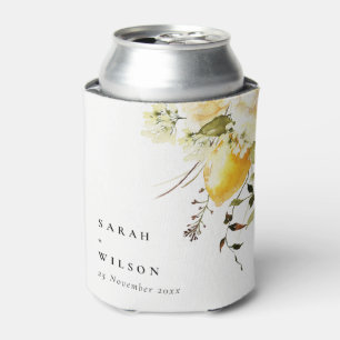 Boho Lemon Yellow Watercolor Floral Wedding Dosenkühler