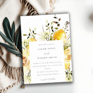 Boho Lemon Yellow Watercolor Floral Wedding Einladung