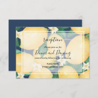 Boho Lemons auf Navy Blue Blätter Hochzeitsempfang