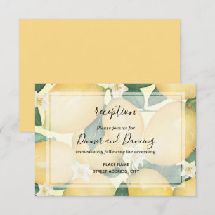 Boho Lemons & Blätter Hochzeitsempfang Begleitkarte