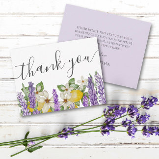 Boho Lemons & Lavender Brautparty Vielen Dank Dankeskarte