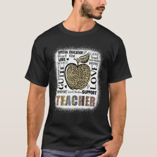 Boho Leopard Apple Special Bildung Teacher Back T-Shirt