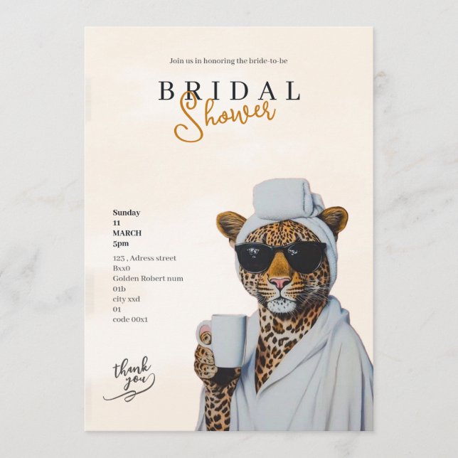 boho leopard bridal shower invitation feiertagskarte (Vorderseite)