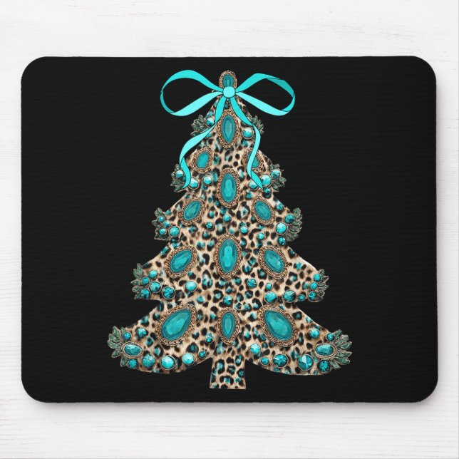 Boho Leopard Christmas Tree Cheetah Print Coquette Mousepad (Vorne)