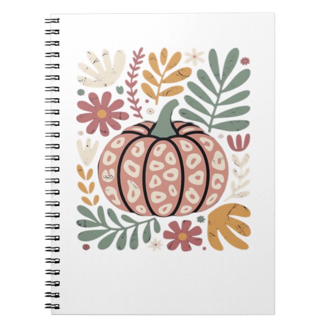 Boho Leopard Pumpkin Fall � Retro Autumn Floral Ha Notizblock (Vorderseite)