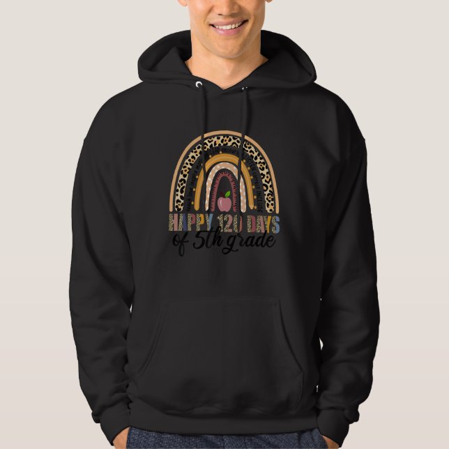 Boho Leopard Rainbow Happy 120 days of 5th grade Hoodie (Vorderseite)