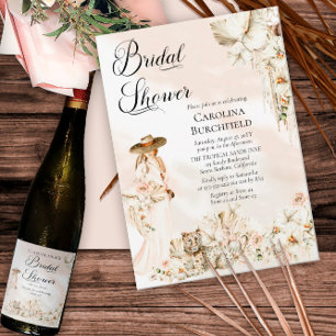 Boho Leopard   Tropisches Brautparty der Frau Einladung