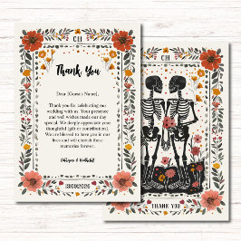 Boho Letterpress-Stil Skelett-Tarot-Hochzeit Dankeskarte