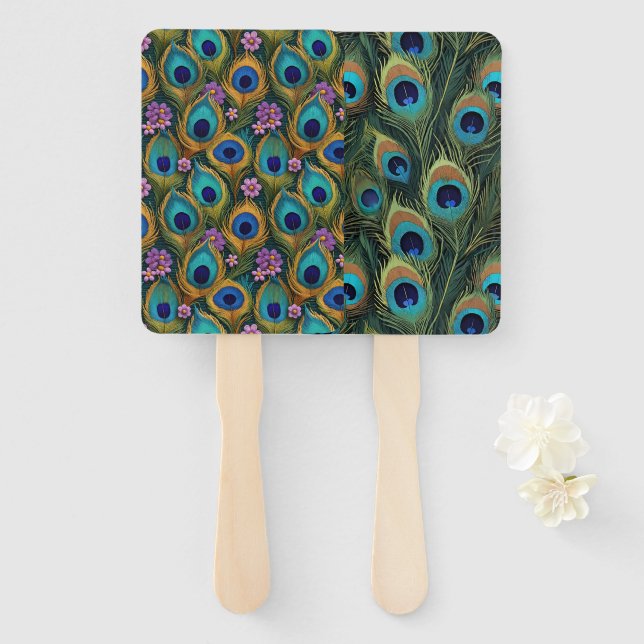 Boho leuchtende Pfauenfedern Floralien Fächer (Vorne und Hinten)