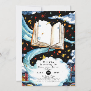 Boho Library Simple Storybook Birthday Einladung