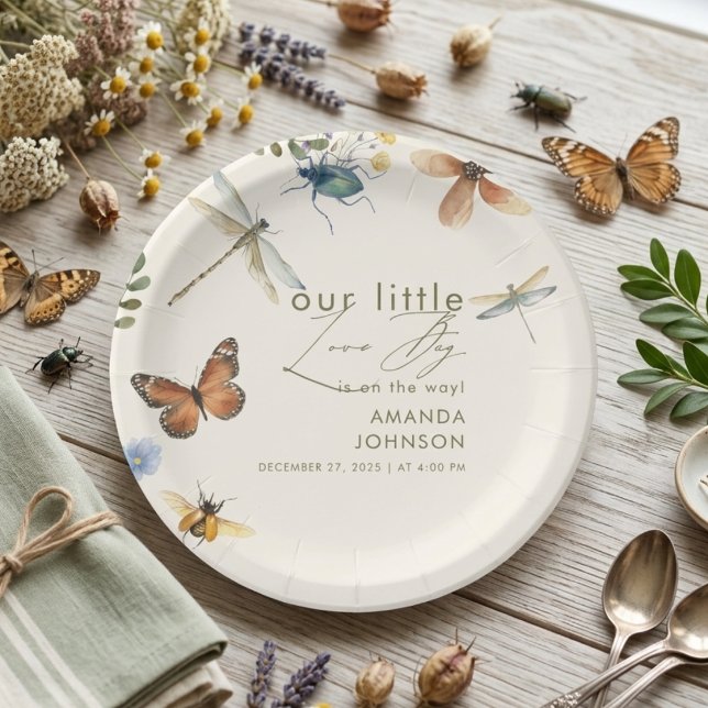 Boho Liebe Bug Insekten Dragonfly Babydusche Pappteller (Von Creator hochgeladen)