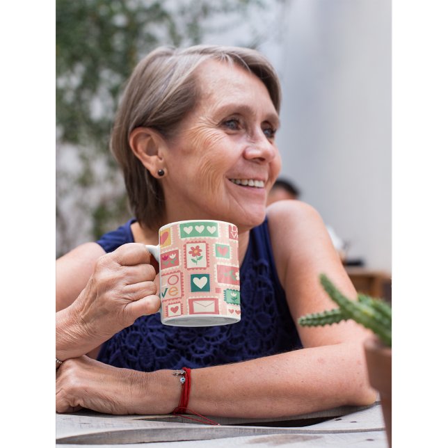 Boho Liebe & Hearts Muster Blume Briefmarke Kaffeetasse (Von Creator hochgeladen)