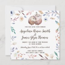 Boho-Liebes-Eulen-Hochzeitseinladung Floral