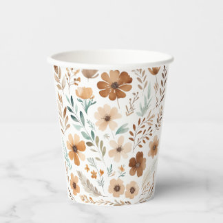 Boho Light Brown Flower  Pappbecher