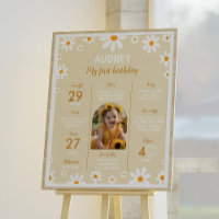Boho Light Daisy 1. Geburtstag Party Milestone Zei