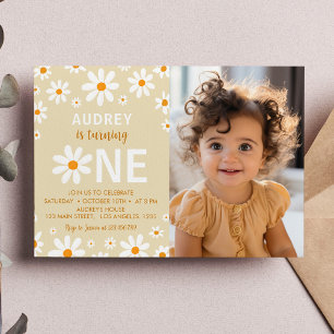 Boho Light Daisy Einladung zum ersten Geburtstag F