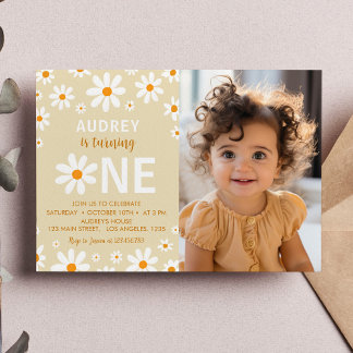 Boho Light Daisy Einladung zum ersten Geburtstag F