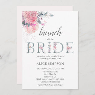 Boho Light Soft Pink Blume Bridal Brunch Dusche Einladung