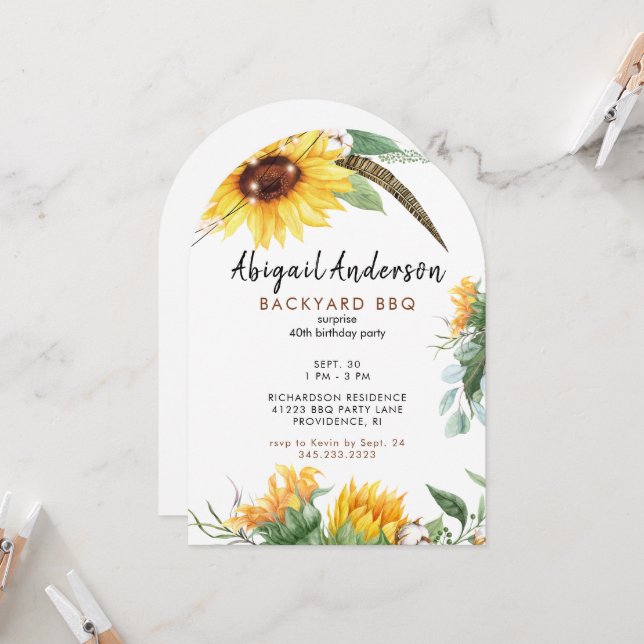 Boho Lights Backyard GRILLEN Birthday Party Einladung (Vorderseite/Rückseite Beispiel)