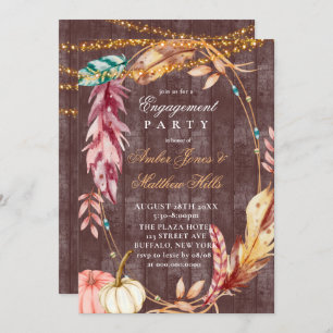 Boho Lights Pumpkins Engagement Party Einladung