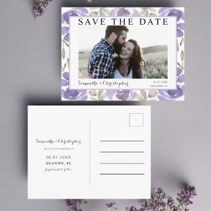 Boho Lila Aquarell Blumen Save the Date Postkarte
