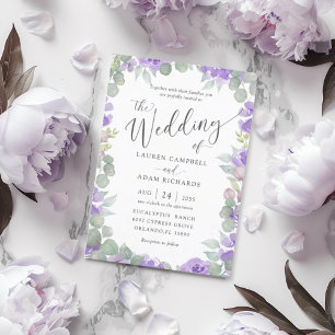 Boho-Lila-Aquarell-Blumenhochzeits-Einladung Einladung