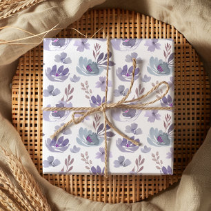 Boho Lila-Aquarell-Blumenmuster  Geschenkpapier
