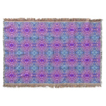 Boho Lila Blue Blume Muster Throw Blanket