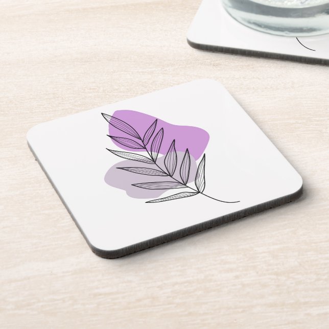 Boho lila Blume Getränkeuntersetzer (Linke Seite)