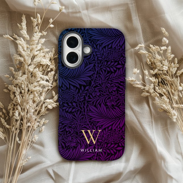 Boho Lila Blumen Gold Monogramm Name Case-Mate iPhone Hülle (Von Creator hochgeladen)