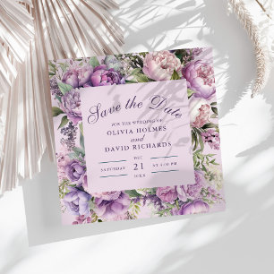 Boho Lila Blumen Hochzeit Save the Date
