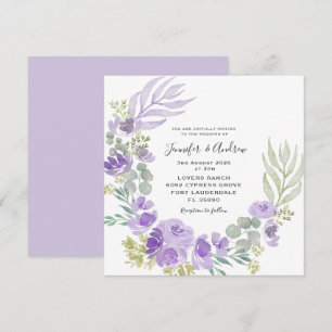 Boho Lila Blumen- und Botanik-Wasserfarbe Einladung