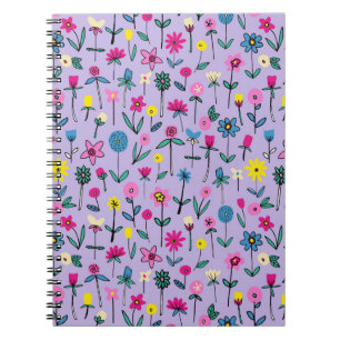 Boho-Lila-Blumenmuster Notizblock