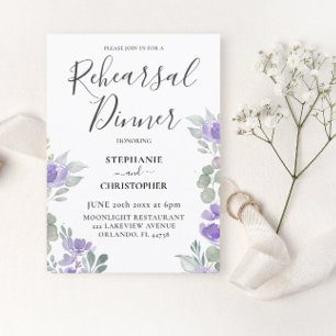 Boho Lila Blumenprobe-Dinner-Einladung Einladung