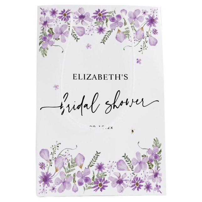 Boho Lila Brautparty Mittlere Geschenktasche Mittlere Geschenktüte (Vorderseite)