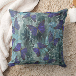 Boho Lila Butterfly & Cyan Botanic Original Kissen