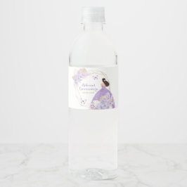 Boho Lila Butterfly Princesa Quinceañera Wasserflaschenetikett