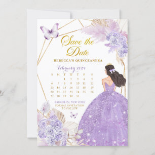 Boho Lila Butterfly XV Save the Date Kalender Einladung