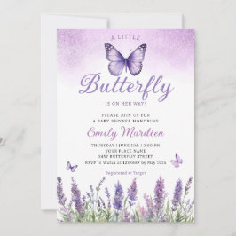 Boho Lila eine kleine Butterfly Girl Babydusche Einladung