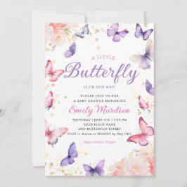 Boho Lila eine kleine Butterfly Girl Babydusche Einladung