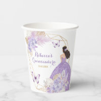 Boho Lila Floral Butterfly Princesa Quinceañera
