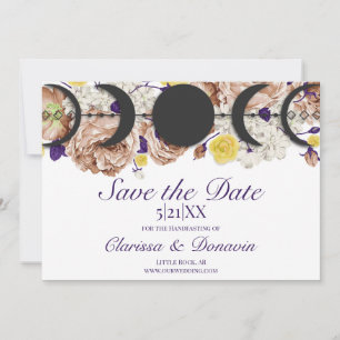 Boho Lila Floral Moon Phase Wiccan Handfasten Save The Date