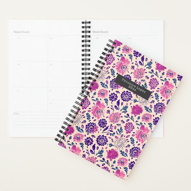 Boho Lila Floral Pattern Planer (Anzeige)