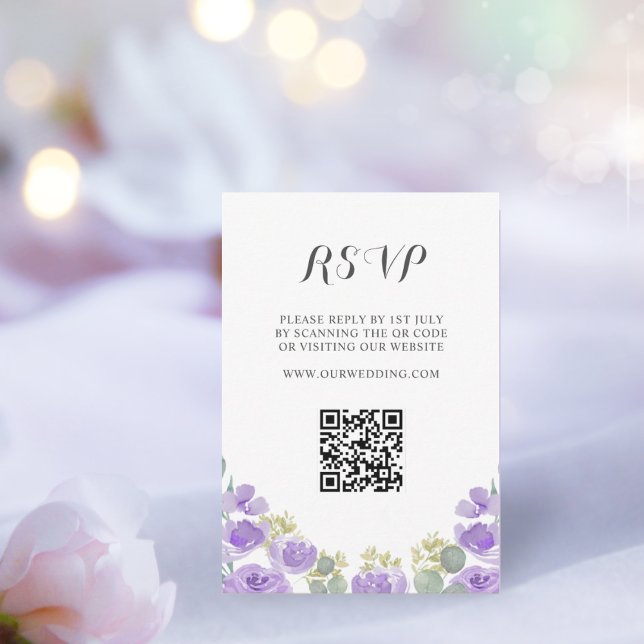Boho Lila Floral Watercolor Wedding RSVP (Von Creator hochgeladen)