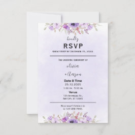 Boho Lila Floral Wedding RSVP Cards Karte